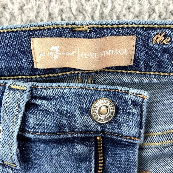 7FAM Womens Size 26 Luxe Vintage‎ High Waist Copper Stripe Skinny Ankle Jeans - Picture 7 of 16